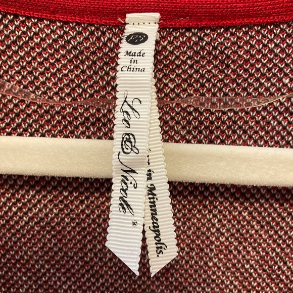 Cardigan Leo & Nicole Sz PS Red Black Plaid Sweater Open Front Grandma-Core - Picture 7 of 12